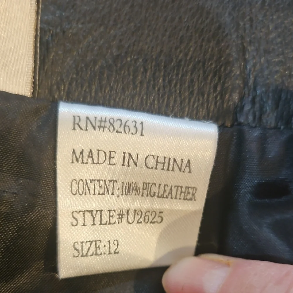 Newport News Black Genuine Leather Mini Skirt‎